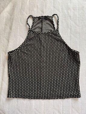 Black & White Micro Print High Neck Tank Brandy Melville